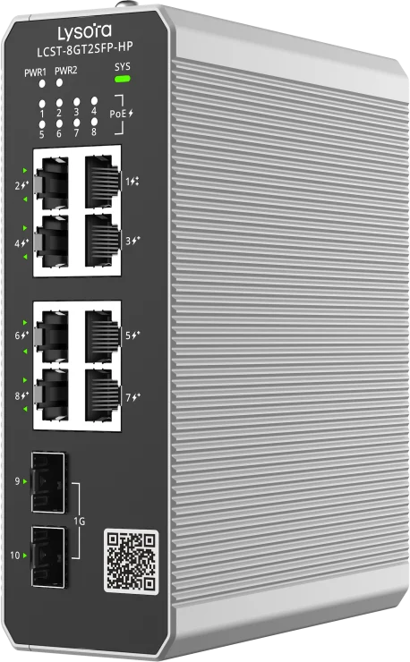 LCST-8GT2SFP-HP — 8-Port Industrial Cloud Managed PoE Switch