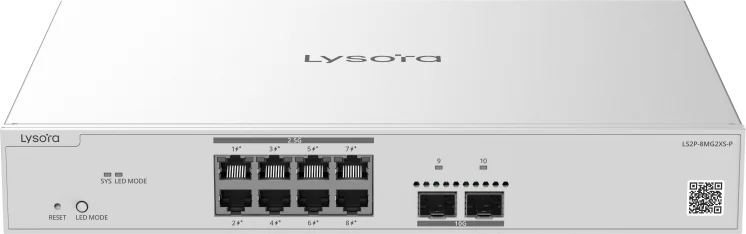 LS2P-8MG2XS-P — 8-Port Multi-Gig Layer 2+ Managed PoE Switch